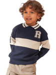 Angel & Rocket Baby Slade Rugby Varsity Sweatshirt, Navy/Cream