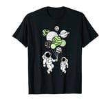 Astronaut Holding Agender Planet Balloons Agender Pride T-Shirt