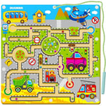 QUOKKA Jouet Labyrinthe Magnétique Enfant de 2 à 3 Ans - Jeux Montessori Transport - Jeux de Voyage en Voiture de 3 à 5 Ans - Jeu Educatif en Bois pour Enfants - Educatif Cadeau pour 3 4 5 6 Ans