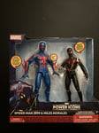 Marvel Power Icons Spiderman 2099 Miles Morales Action Figure Set (NEW + SEALED)