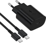 Chargeur Usb C, 25w Samsung Chargeur De Charge Ultra Rapide Pour Samsung Galaxy A13 A14 A54 5g, S20 S22 S23 S21 S10 S9 /S20 Fe/Ultra/A52/A53/A41/M52/M54, Avec Ligne De Charge 2m Noir