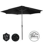 Miadomodo® Parasol Octogonal - Ø2,5 M, Protection Uv 30+, Polyester, Manivelle, Noir - Parasol De Jardin, Terrasse, Balcon