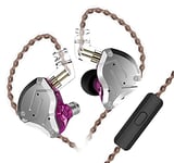 KINBOOFI Écouteurs Intra-Auriculaires KZ ZS10 Pro avec 5 conducteurs 4BA 1DD avec câble 0,75 mm détachable à 2 Broches, pour Musicien, Chanteur et Batteur (Violet, avec Micro)