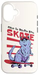 Coque pour iPhone 16 Just Skate Fun Planche de skateboard rétro Motif chat Rouge