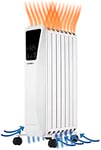 Bastilipo Fenix 2-1500 - Radiateur à huile - Puissance 1500W - Écran LED tactile - 3 niveaux de puissance - Effet Cheminée - 7 éléments, Blanc