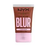 NYX Professional Makeup Fond de Teint Effet Flouté Bare With Me Blur, Couvrance Moyenne, Fini Mat Naturel, Niacinamide, Matcha & Glycérine, Hydratation Jusqu'A 12H, Teinte : Deep Golden (19)