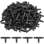 Jusch - 100 Pcs Tee Raccord de Tuyau 4/7mm- t Raccord Connecteur pvc d'arrosage Buse d'atomisation Goutte à Goutte Micro Spray Irrigation Joint pour