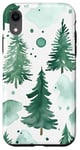 Coque pour iPhone XR Vert Aquarelle Polka Dots Boho Floral Forest Pin Tree