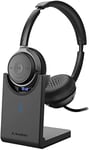 Avantree Alto Clair - Bluetooth Headset with Detachable Microphone & Charging Stand, aptX HD Sound, Clear Talking, Mute Function, Low Latency, Wireless Headphones with Mic for Computer, PC, Laptop