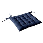 Enjoy Home, Galette de Chaise piquée, Bleu Marine, carré 38x38cm, 100% Coton certifié Oeko Tex, Attache par Nouettes, Idéal pour Une Assise Confortable, Collection Panama