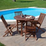 Ensemble de jardin en teck avec table  rallonge et 4 chaises