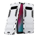 Rugged Protective Back Cover for Samsung Galaxy S10 5G, Multifunctional Trible Layer Phone Case Slim Cover Rigid PC Shell + soft Rubber TPU Bumper + Elastic Air Bag with Invisible Support (White)