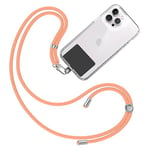 TBOC Tour de Cou Telephone Portable Cordon Collier Laniere Universel [Orange Clair] [Patch de Fixation Noir] Sangle Suspension Amovible Réglable Résistante Compatibles avec Plupart Smartphones