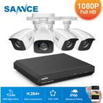 Sannce - 8CH 1080p système de caméra de sécurité 5 en 1 cctv dvr enregistreur Surveillance vidéo filaire étanche 4 caméras – 2 tb disque dur