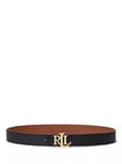 Lauren Ralph Lauren Pebble Leather Reversible Regular Belt, Black/Tan