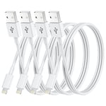 iPhone Charger Cable, 4Pack 3FT/1M MFi Certified Lightning Cable Apple Fast Charging Cable Compatible with iPhone 14 13 12 11 XS XR X Pro Max Mini 8 7 6S 6 Plus 5S SE iPad-white