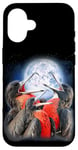 Coque pour iPhone 16 3 oiseaux frégates hurlant à la lune