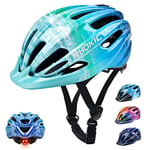 Casque Vélo Enfants Garçons 50-57CM Enfants Casque de Vélo avec Lumière Enfants Casque de Vélo avec Visière Casque de Vélo Filles Plusieurs Aérations Casque Enfants 5-13 Ans