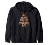 Firefighter Fireman Xmas Lighting Fire Truck Christmas Tree Zip Hoodie