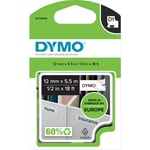 5 st DYMO® D1 tejp, permanent polyester, 12 mm, svart på vitt