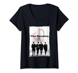 Womens The Beatles - Paris France Eiffel Tower Heart with Members V-Neck T-Shirt