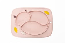 InnoGIO GIOfresh Fox, Assiette 1er Âge Renard à 3 Compartiments pour Bébé et Enfant, Silicone Souple, Surface Antidérapante, sans BPA, Adapté au Lave-Vaisselle, Plat Multiportions, Rose