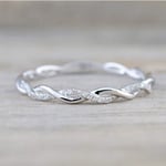 Twist Ring för kvinnor Mode 925 Sterling Silver Stack Twisted Ring Cubic Zirconia Diamond Ring Bröllop Kvinnor Smycken Storlek 6-10 (Storlek 7)