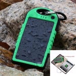 5000mAh Solaire Power Bank Chargeur de Secours Portable Batterie Externe Dual USB pour iPhone Android MP4 PSP iPad GPS (Vert)