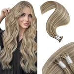 Moresoo Extension Cheveux a Chaud Extension Cheveux Naturel Keratine Châtain Clair avec Blond Platine Extension Keratine à Chaud Blond I Tip Extension 50 cm 0.8g/Mèche 40g/Paquet #P9A/60