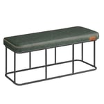 VASAGLE EKHO Collection - Banc pour Entrée, Chambre, PU avec Coutures, Bout de Lit, Cadre en Acier, pour Salon, Salle à Manger, Moderne Mi-siècle, Capacité de 300 kg, Vert Forêt LOM073C01