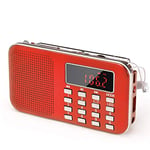 PRUNUS J-908 Poste Radio Portable AM/FM, Petite Radio Portable Rechargeable avec Batterie Rechargeable de 1200mAh, Transistor Radio avec éClairage de Secours, Mini USB/SD/AUX(Rouge)