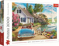 Trefl 2000 pièces Chiens, Été, Voilier, DIY Moderne, Divertissement Créatif, Amusant, Puzzles Classiques avec Animaux, pour Adultes et Enfants à partir de 12 Ans, 27124, Port de Vacances