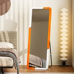 Lvifur Miroir sur Pied, 160 x 40 cm Grand Miroir Mural Chambre pour Chambre à Coucher Salon Salle de Bain Dressing Miroir (Blanc Orange Carré)