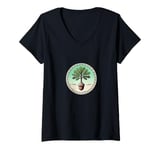 Womens Oak from Acorn Illustration Tree Lovers mighty Oak tree V-Neck T-Shirt