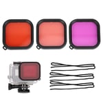 3 Pcs Diving Lens Filter Kit For Gopro 8 Waterproof Housing Case Snorkel F Part