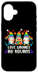 Coque pour iPhone 16 Fierté LGBT, Nains de jardin, Couleurs arc-en-ciel