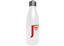 Sevilla - Bouteille d'eau en acier inoxydable, bidon, bouteille d'eau, fermeture hermétique, lettre J, 550 ml, couleur blanche, produit officiel (CyP Brands)