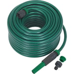 30m Green PVC Water Hose - Spray Jet Nozzle - Female Waterstop Tap Connectors