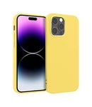 ICOVERI iPhone 14 Pro Case, Yellow Silicone Case, iPhone 14 Pro, Anti-Shock, Anti-Slip, Microfibre, Interior, Soft Silk Touch