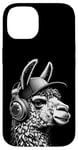 Coque pour iPhone 14 Lama a Casque DJ équipement de Concert de Musique Audiophile