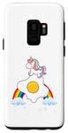 Coque pour Galaxy S9 Œuf au plat licorne pour garçons, filles, femmes, enfants, adolescents, arc-en-ciel