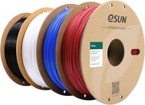 PLA+ Filament 1.75mm, Renforcé Ténacité Imprimante 3D Filament PLA Plus, Précision Dimensionnelle +/- 0.03mm, 1KG par Bobine, 4 Bobines pour Imprimante 3D,Rouge Foncé+Bleu+Blanc Froid+Noir