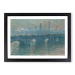 Big Box Art Waterloo Bridge in London Vol.4 by Claude Monet Framed Wall Art Picture Print Ready to Hang, Black A2 (62 x 45 cm)