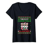 Womens Coyote in Christmas Socks Ugly Sweater Xmas Pajama V-Neck T-Shirt