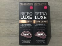 Revolution 2 X Retro Luxe Matte Lip Contour Kit Treason Lip Liner & Lipstick