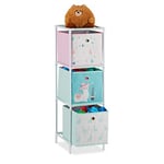 Relaxdays Children’s Shelf with 3 Boxes, Toy Storage Stand, For Boys & Girls, Cute Lama Design, Colourful