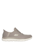 Skechers Summits Classy Night Slip In Trainers, Taupe/Gold