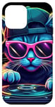 Coque pour iPhone 12 mini DJ HOUSE CAT Rainbow DJ Cat Kitty