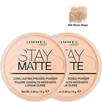 RIMMEL London Stay Matte Pressed Face Powder 14g - 006 Warm Beige *PACK OF 2*