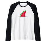 Watermelon Shark Fin Raglan Baseball Tee